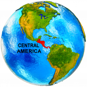 Central America on a globe